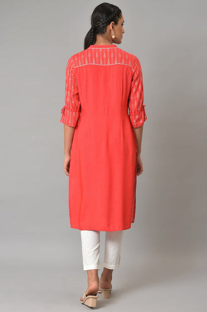 Aurelia WomenS Rayon Solid Regular Pink Printed Dobby Kurta (23Fea13799-702937