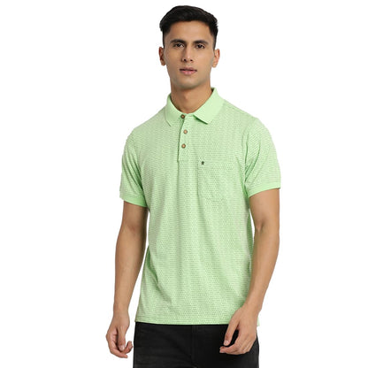 Turtle Men 100% Cotton Slim Fit Green Polo T-Shirt
