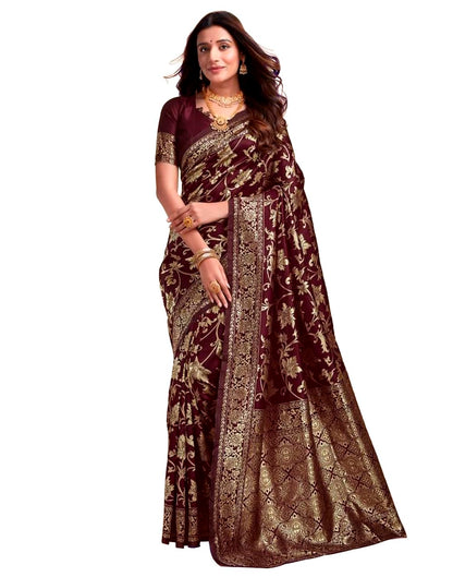 Sugathari Womens Pure Kanjivaram Silk Saree Banarasi Silk Saree With Blouse Piece (SAM PARI S-7) (Maroon)