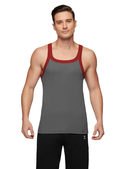 XYXX Mens Super Combed Cotton Square Neck Knitted Vest - High Moisture Absorbing Innerwear for Men with Anti-Bacterial Silver F
