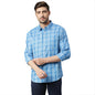 Thomas Scott Mens Checkered Slim Fit 100% Cotton Casual Shirt with Spread Collar and Long Sleeve Royal Blue