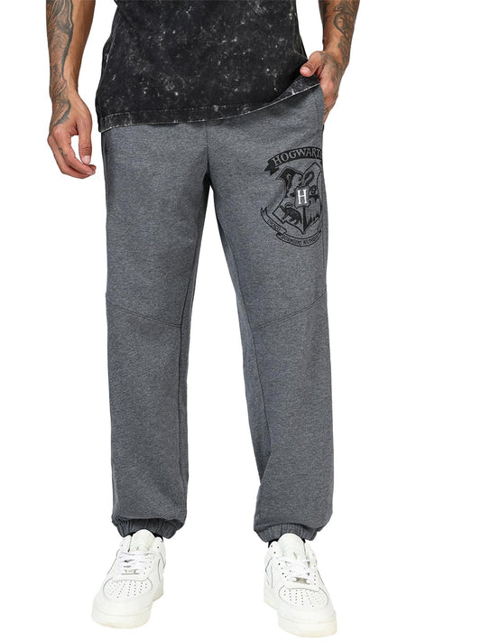 Bewakoof Official Harry Potter Merchandise Gryffindor Mens Graphic Print Oversized Fit Terry Joggers_664135_Grey_L