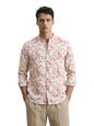 The Indian Garage Co Mens Slim Fit Printed Mandarin Collar Full Sleeves Resort Shirt