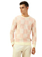 Dennis Lingo Men Regular Fit Acrylic Checks Full Sleeves Crew Neck Pullover Sweater Pink