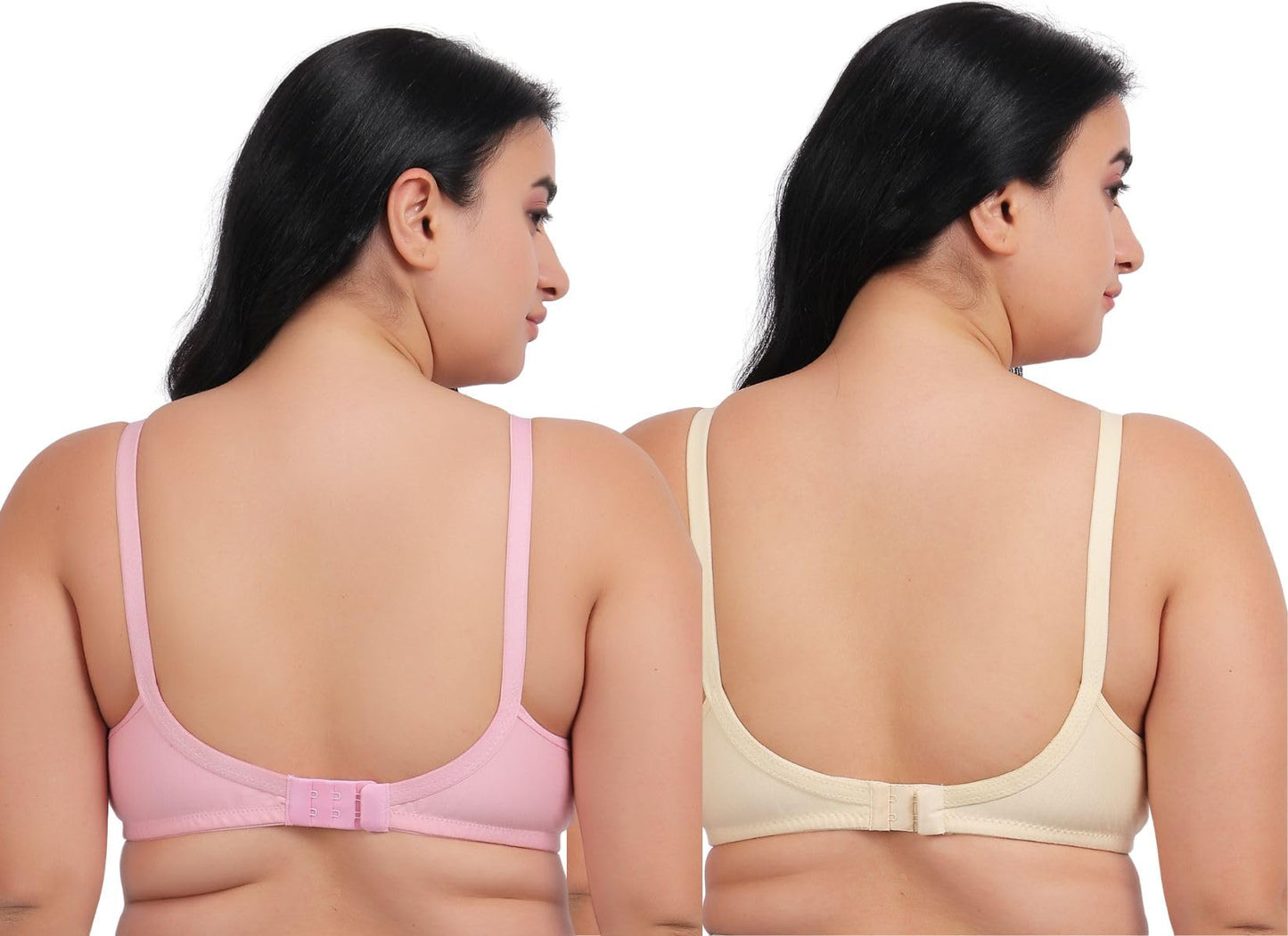 Fabme WomenS Cotton Wire Free Casual Balconette Bra (Pack Of 2) (Po2-Br_219_Skin, Pink