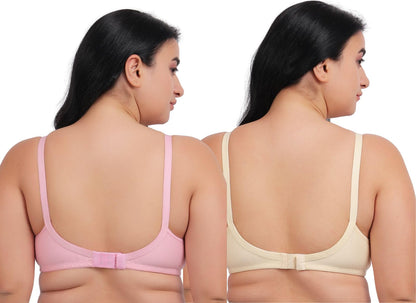 Fabme WomenS Cotton Wire Free Casual Balconette Bra (Pack Of 2) (Po2-Br_219_Skin, Pink