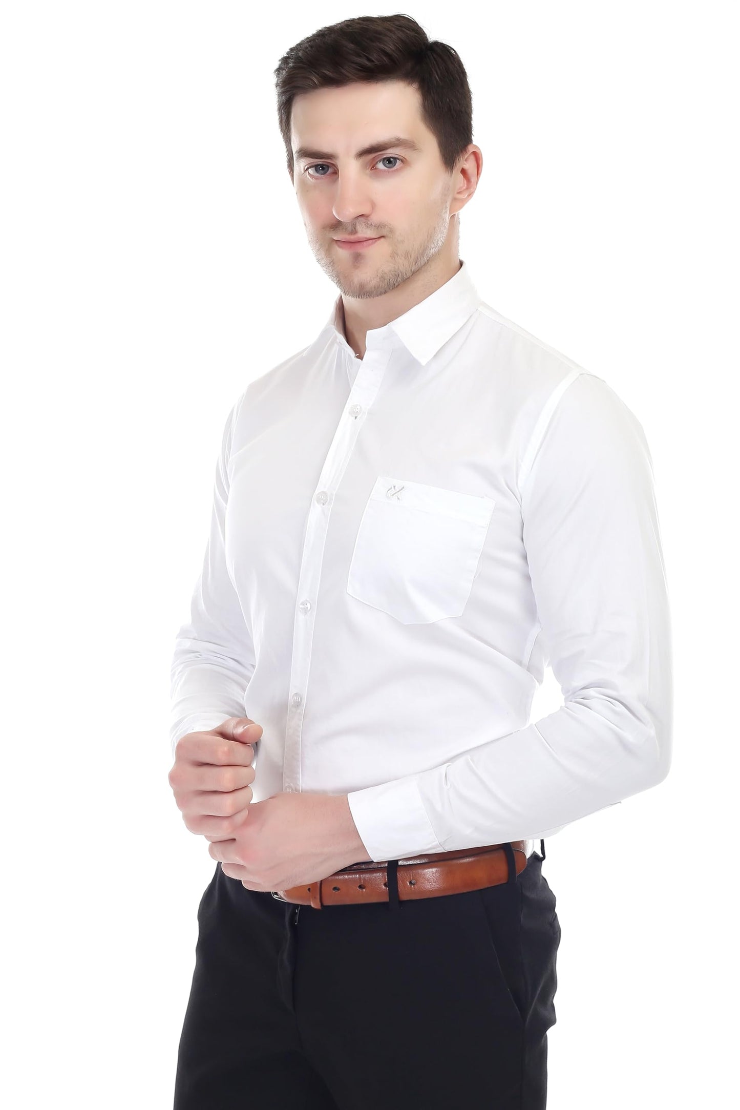 Xjarvis Clifton MenS Regular Fit Cotton Blend Plain Shirt  Full Sleeves Casual & Formal Summer Shirt With Pocket Design & Sprea