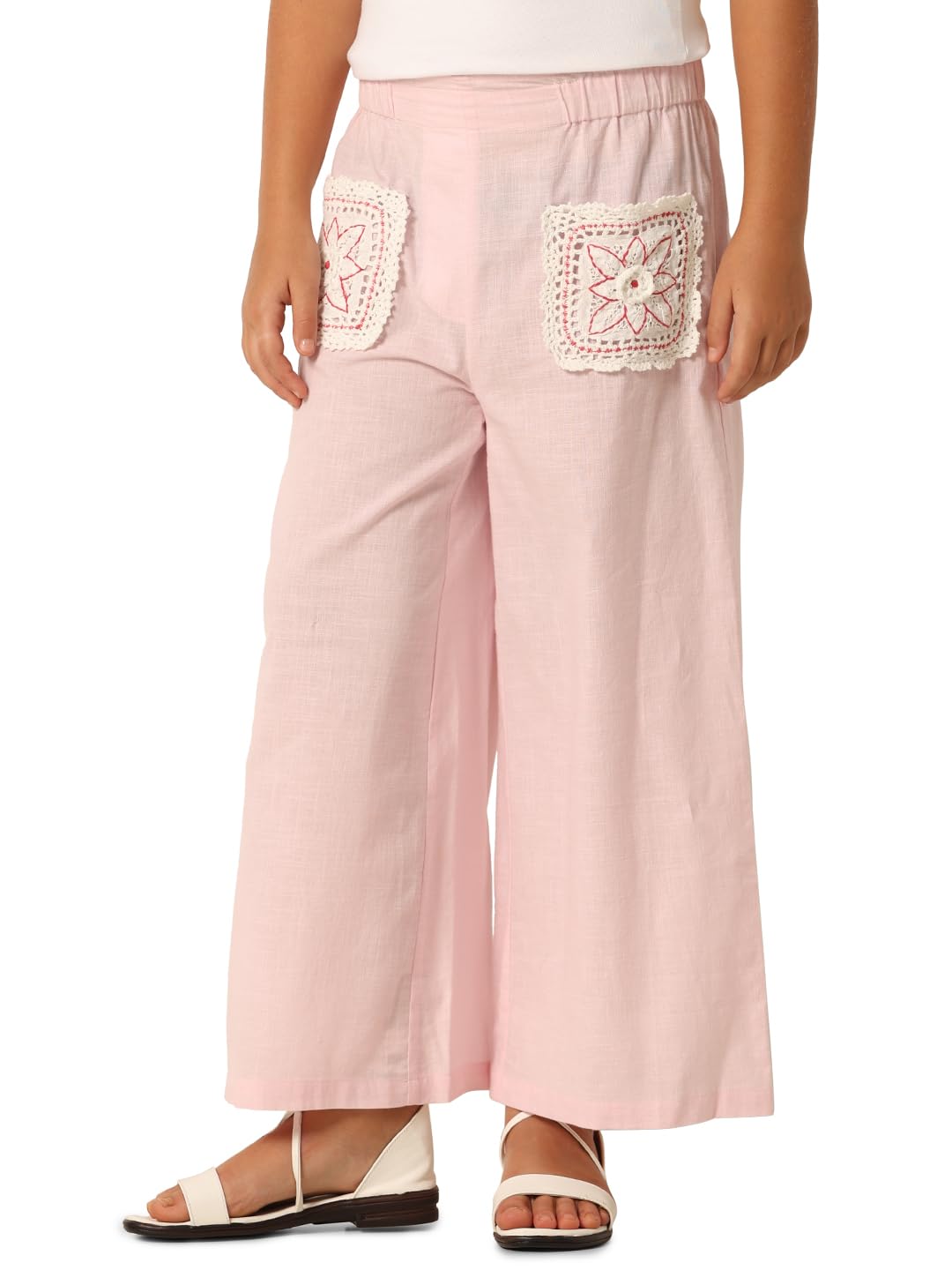 Vero Moda Girls Solid Comfort Fit Mid Rise Pink Casual Pants