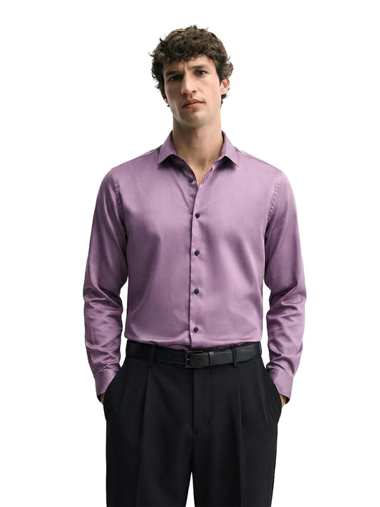 The Indian Garage Co Mens Slim Fit Cutaway Collar Long Sleeves Solid Party Shirt
