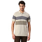 Dennis Lingo Mens Pure Cotton Striped Half Sleeves Polo T-Shirt (Beige)