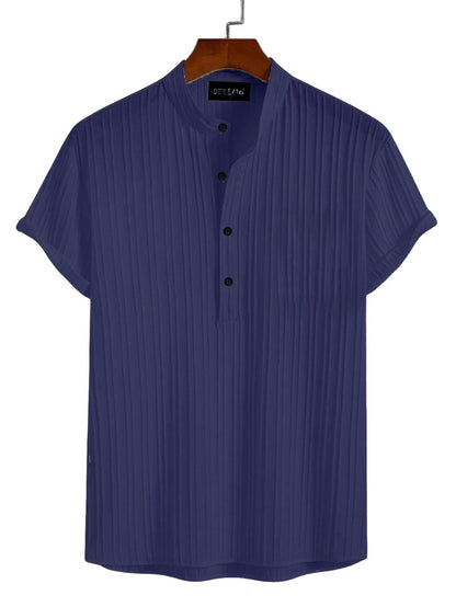 Deelmo MenS Polyster Kurta With Mandarin Collar, Half Placket Buttons, Front Pocket | Half Sleeves | Soft & Breathable Fabric N