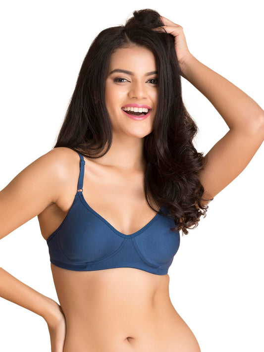 Clovia Cotton Rich Non-Padded Non-Wired T-Shirt Bra (Br0184P08_Blue_36C)