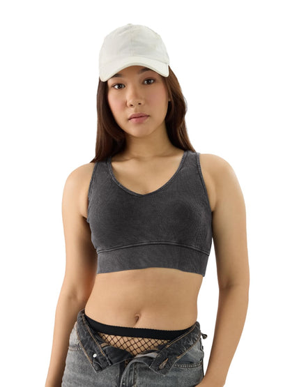 The Souled Store Solids: Light Grey Women and Girls Sleeveless Round Neck Bralette Top