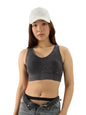 The Souled Store Solids: Light Grey Women and Girls Sleeveless Round Neck Bralette Top