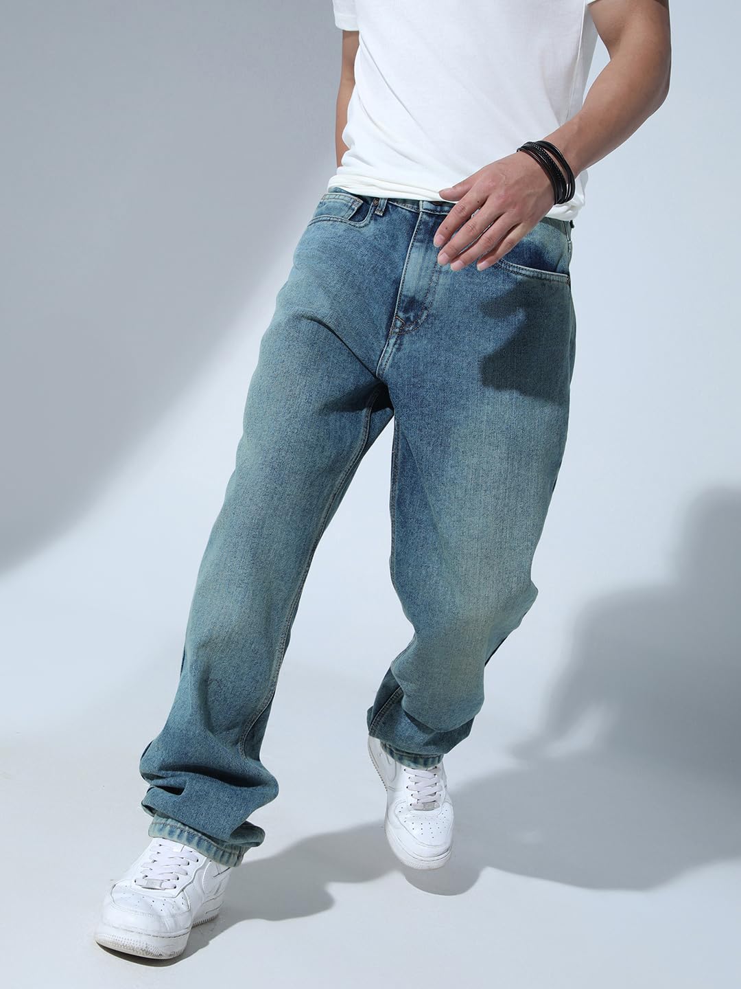 Hubberholme Men Blue Cotton Straight Fit Casual Jeans