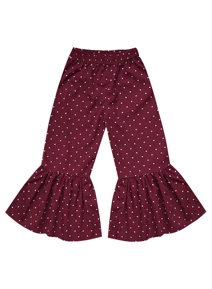 A.T.U.N. (ALL THINGS UBER NICE) Girls High Rise Regular Elasticated Waistband Casual Ruffle Pants Maroon-White