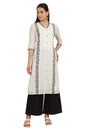 Aurelia Women's White Thread Embroidered Pure Cotton Straight Kurta and Pflared Palazzo Set (Size: S)-AS15734-608255