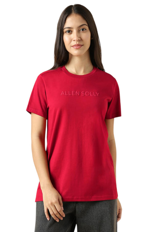 Allen Solly Women Printed Graphic Casual Cotton Round Neck T-Shirt