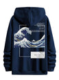 TAGAS Mens Hoodie with Slogan & Wave Print, Kangaroo Pocket and Drawstring Detail || Fleece Regular Fit Sweatshirt || Men Hoodi