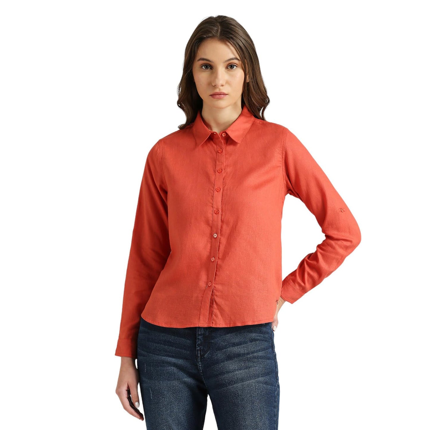 Pepe Jeans Ruby Viscose Linen Karen Fit Shirt Red