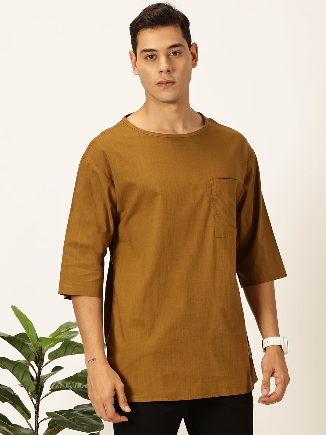 Thomas Scott Men'S Linen Relaxed Shirt (Ts1525_Brown