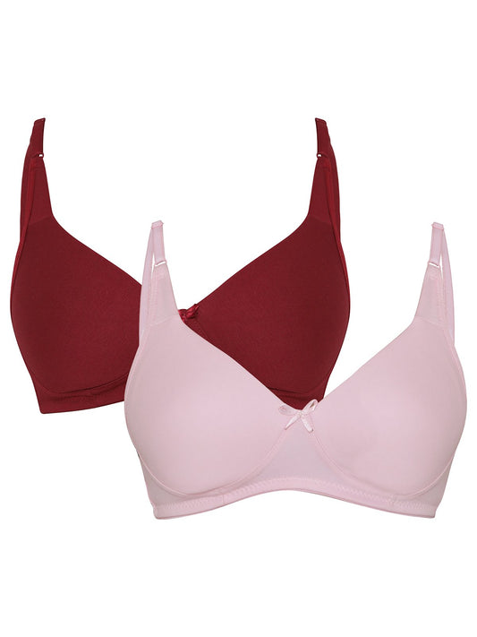 Clovia Womens Cotton Blend Non Padded Non-Wired Regular Bra (Pack of 2) (COMBRC143-40B_Multicolored_40B)