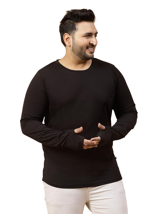 Rigo Plus Size Thumbhole-Long Sleeve T-Shirts for Men | Round Neck Plus Size Cotton Mens Tshirt | Casual, Stylish, Solid T-Shir