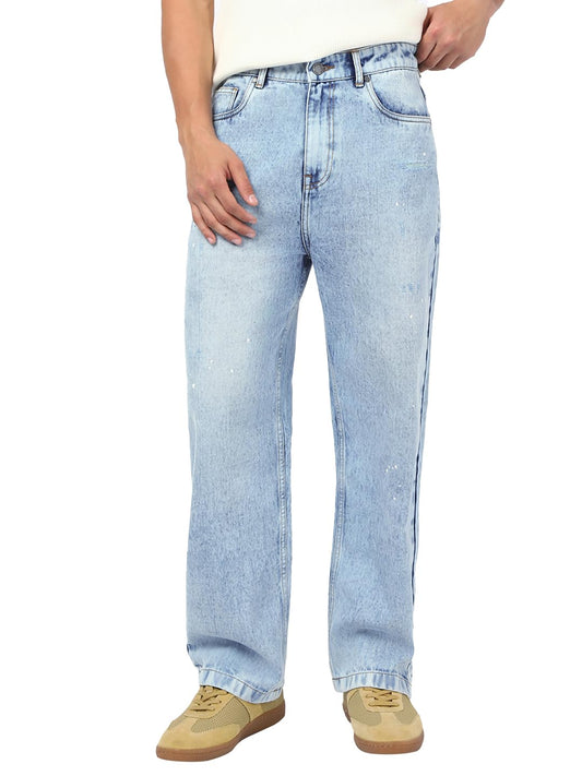 Bewakoof Mens Washed Straight Fit Pure Cotton Jeans_662214_Blue_28