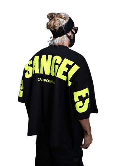Thalasi MenS Cartoon Oversized Fit T-Shirt (Tts_668_Losangel_Black