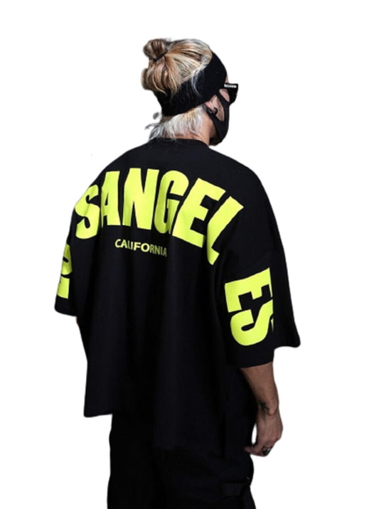Thalasi MenS Cartoon Oversized Fit T-Shirt (Tts_668_Losangel_Black