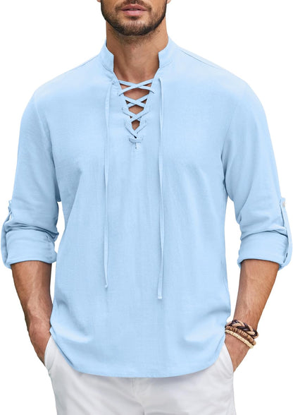 Macsivo MenS Cotton Blend Solid Short Kurta With Mandarin Collared Full Sleeve Drawstring Stylish Straight Length | Kurta For M