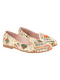 Shoetopai WomenS Golden Ethnic Embroidered Slip-On Belly With Mirror Work  Traditional Multicolor Juttis For Casual & Festive E