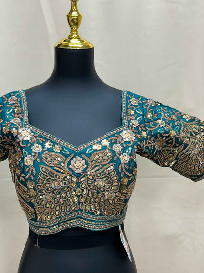 Designer Blouse : Teal green