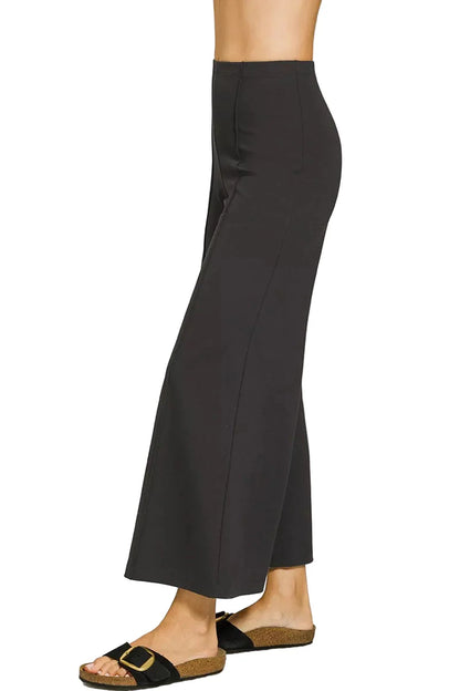 Zenana Heavy Ponte Elastic Waistband Pintuck Pants