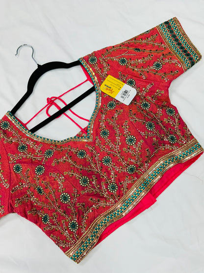 Pink Kanjeevaram silk blouse