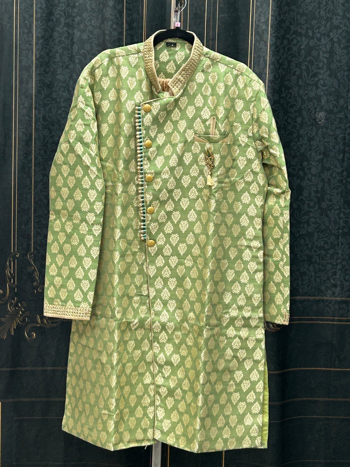 Sherwani with golden dhoti pant