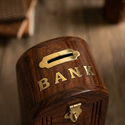 STORE INDYA Handmade Wooden Piggy Bank for Kids, Boys, Girls & Adults - Decorative Coin Money Bank Savings Box - Perfect Gift for Children