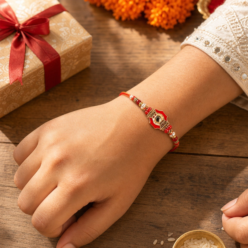 Premium Designer Multicolor Rakhi for Brother – Rakhi Thread, Rakhi Bracelet, Traditional Raksha Bandhan Gift for Bhaiya