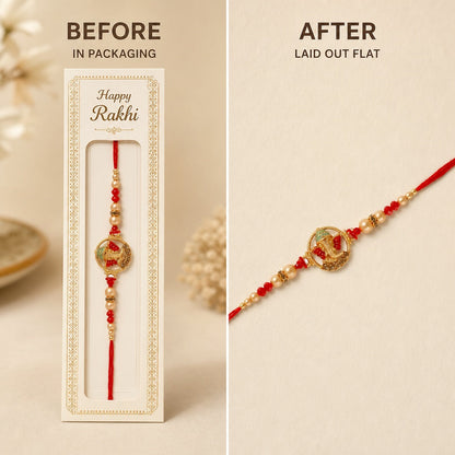 Premium Designer Ganesha, Ganpati Rakhi for Brother – Rakhi Thread, Rakhi Bracelet, Traditional Raksha Bandhan Gift for Bhaiya