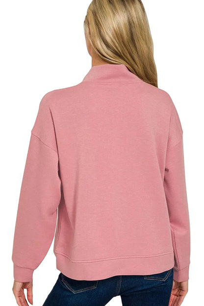 Zenana Scuba Half Zip Pullover and Jogger Set