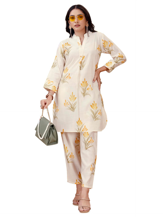 Womanista Women Silk Blend Printed Co Ord Set