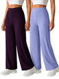 Pinkmint Womens Palazzo Pants High Waist | Wide Leg Stretchable Trousers | Elastic Waist Flared Pants | Casual, Office, Travel, 