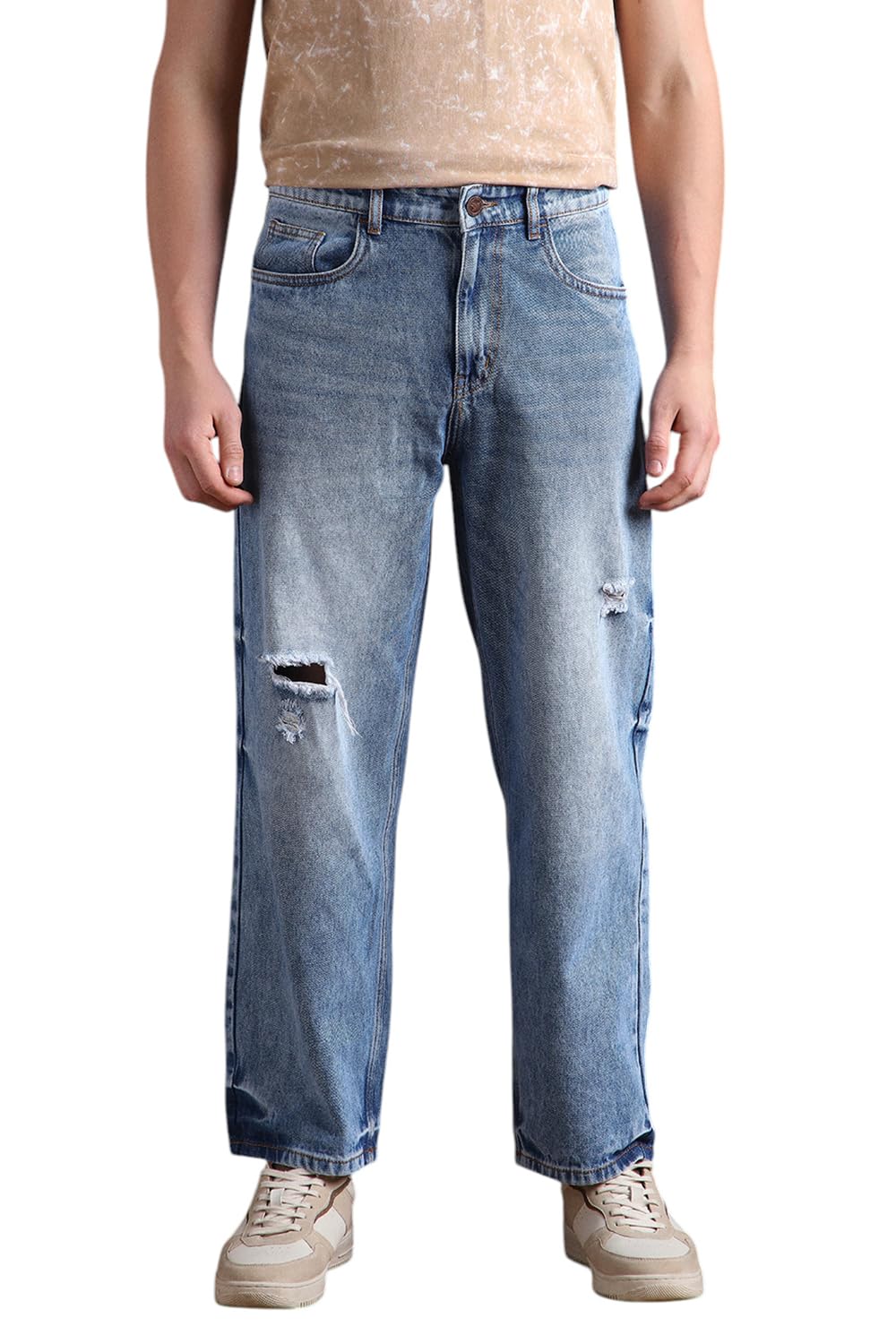Hubberholme Men Cotton Washed Baggy Mid-Rise Jeans 11