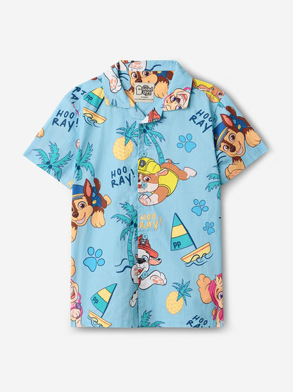 The Souled Store Paw Patrol: Its Summer Boys Short Sleeves Collared Neck Button Front Blue Printed Regular Fit Cotton Shirts (2