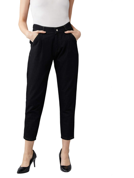 Dolce Crudo Womens Black Regular High Rise Clean Look Cropped Denim Jeans Pant(DOAW19DEN10-36-62_Black_30)