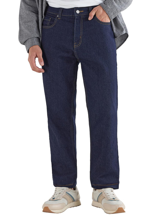 Bewakoof Mens Solid Regular Fit Cotton Elastane Blend Jeans_662620_Blue_36