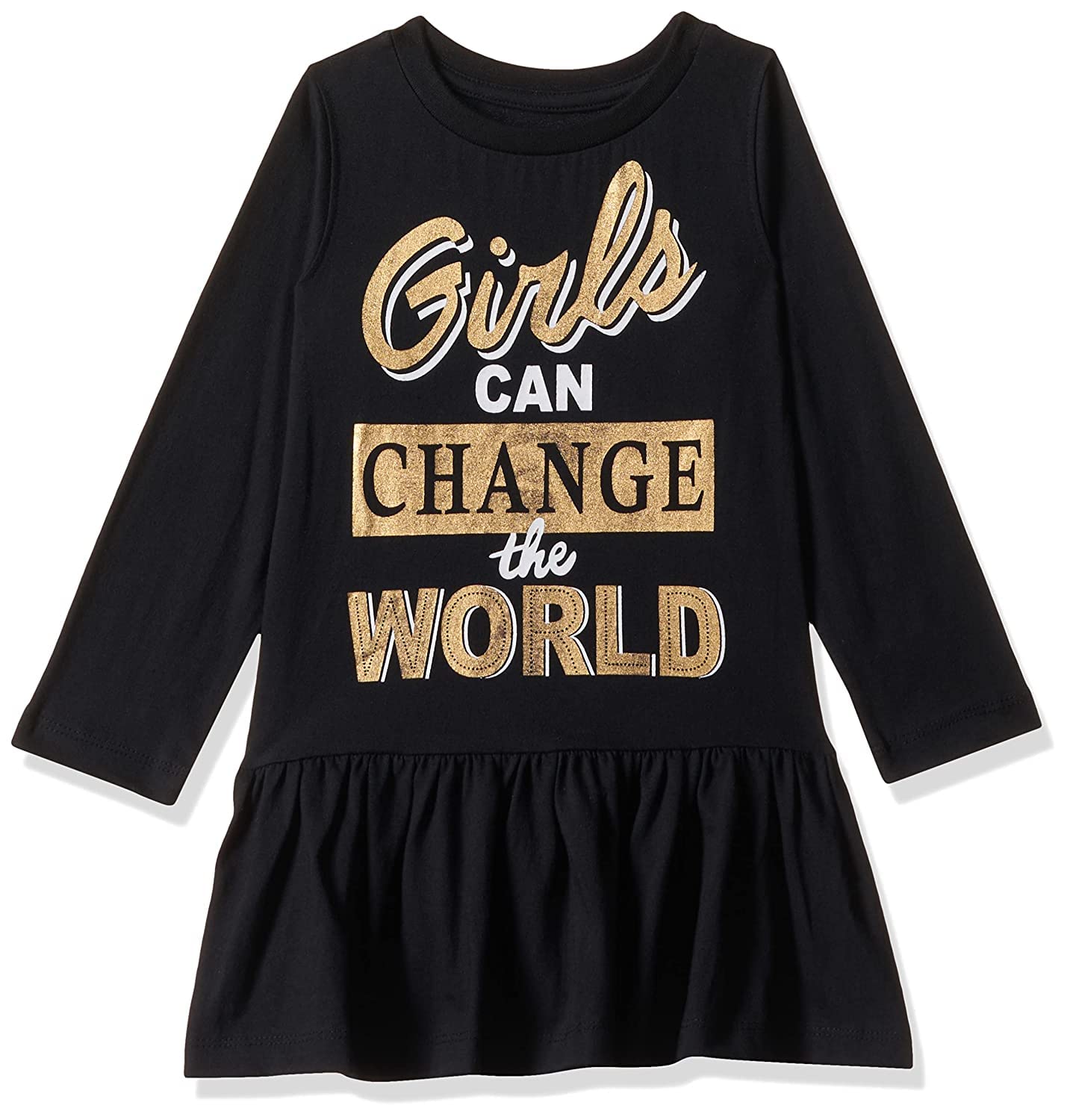 T2F Girls Cotton A-Line Knee-Length Casual Dress (GLS-DRZ-05_Black