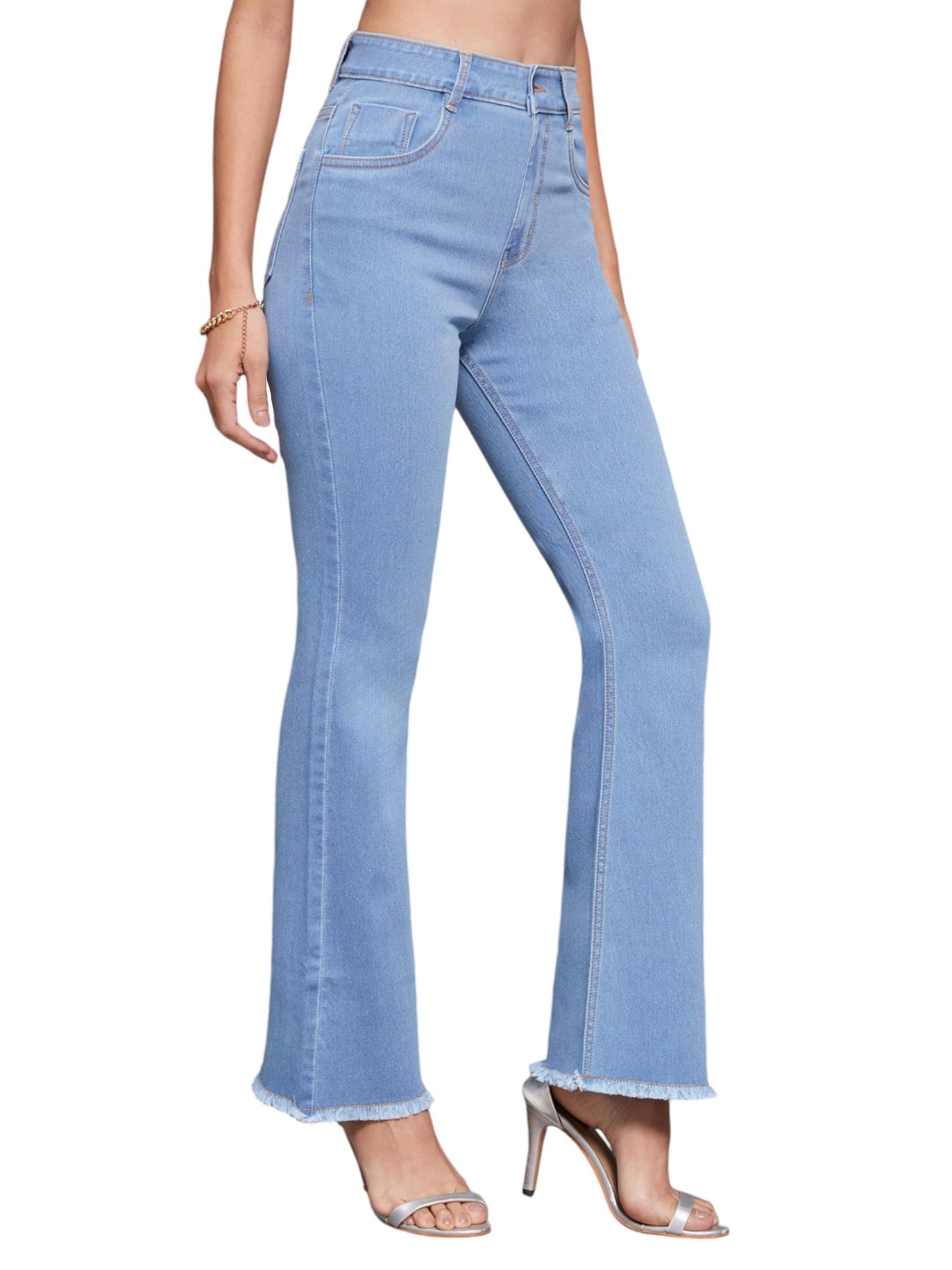 Miss Chase WomenS Wide Leg High Regular Stretchable Denim Pant (Mcss24Den13-06-187-30, Green, 30)