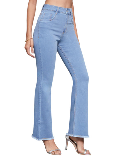 Miss Chase WomenS Wide Leg High Regular Stretchable Denim Pant (Mcss24Den13-06-187-30, Green, 30)