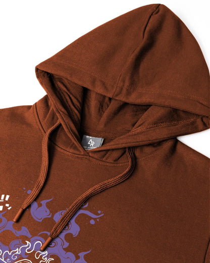 ADRO Men's Cotton Neck Hooded Sweatshirt (H24-LUFFY-BR_Downtown Brown